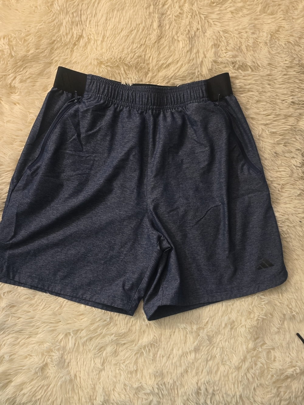 Adidas Men's Dark Navy Athletic Shorts with Black Waistband